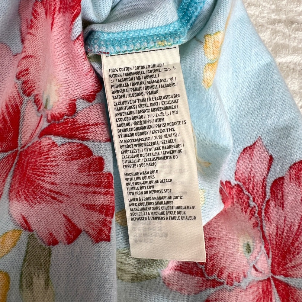 VGT Hollister Women Y2K Blue Tropical Floral Lace Trim Racerback Tank Top Medium - Picture 7 of 8